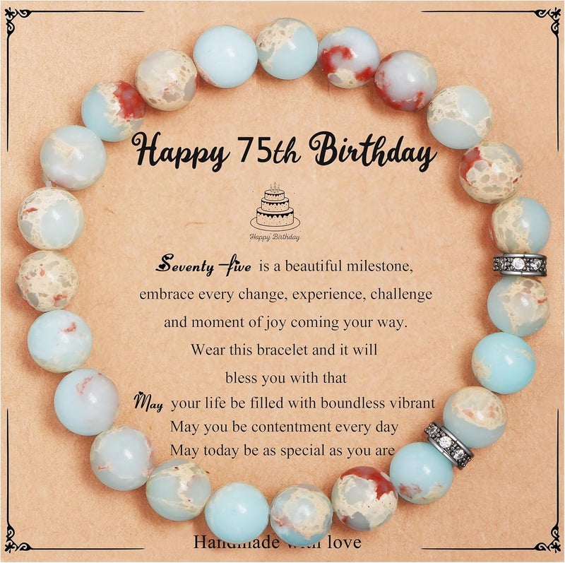 Yiyang 13th 16th 18th 21st 25th 30th 35th 40th 45th 50th 60th 65th 70th 75th 80th Birthday Gifts for Women, Natural Stone Bracelet Birthday Gifts for Women Mom Daughter Grandma Sister Coworker - Image 1